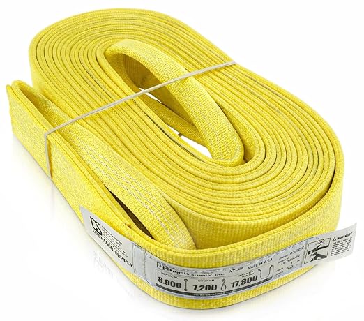 DD Sling 3 Inch x 40 Foot Nylon Lifting Sling – USA Made, 8,900 lb Vertical, 7,200 lb Choker, 17,800 lb Basket – 2-Ply Heavy Duty 900 Webbing, Type 4 Twisted Eye & Eye Rigging Sling