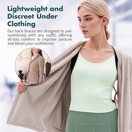Posture Corrector for Women and Men - Back Brace for Rounded Shoulders & Upper Back Support - Breathable Shoulder Brace for Computer Work&Desk Job,Invisible Under Clothes, Large(Chest Size 28-45")