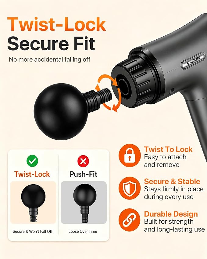 Massage Gun, 30 Speeds, 6 Heads, Quiet Deep Tissue Muscle Massager | Mini handheld percussion massager for back, neck, shoulders and body; ideal for athletes, workouts and muscle recovery.
