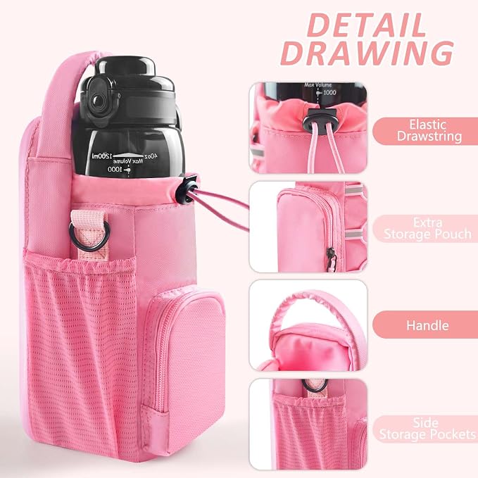 Magnetic Gym Bag for Men and Women, Magnetic Water Bottle Holder for Gym, Small Gym Bag, Gym Gifts for Women and Men (Pink, <40 OZ)