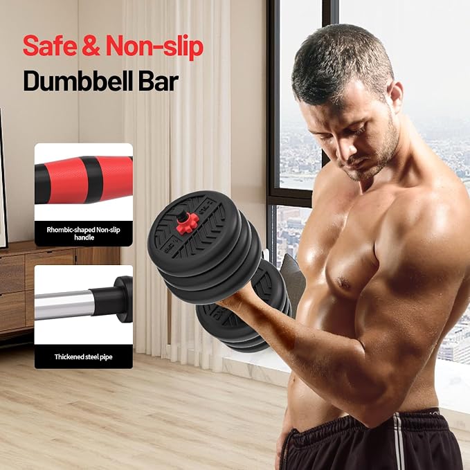 Adjustable Dumbbell, 20/30/45/70/90lbs Dumbbells Set, 4-in-1 Free Weights for Women/Men Workout Equipment Used as Barbell/Kettlebells/Push up Stand for Home Gym