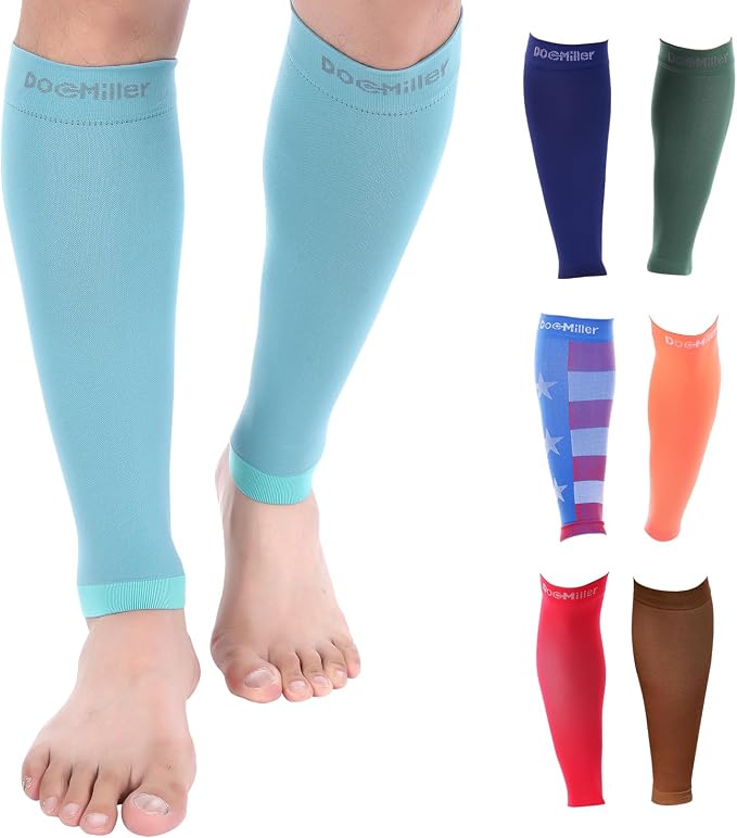 Doc Miller Compression Calf Sleeve for Men & Women, 20-30mmHg | Graduated Support for Running, Shin Splints, Calf Strain, Knee High, Small to 6XL Plus Size