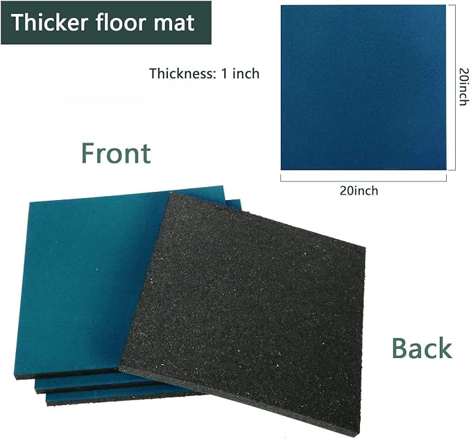 MYOYAY 4 Pack Interlocking Tiles 20"x20"x1" Heavy Duty Rubber Tile Green Non-Slip Flooring Mat for Playground Park Gym Indoor and Outdoor, Cover 11.12 Sq.FT