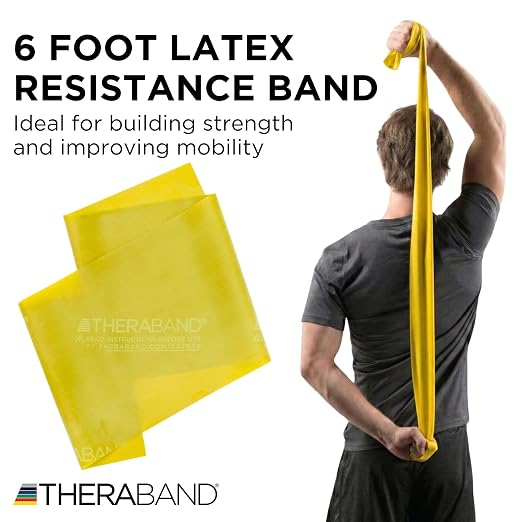 THERABAND Professional Latex Resistance, Exercise Band, Workout, 6', Yellow | Professional TheraBand elastic resistance for exercise, physical therapy and at-home workouts
