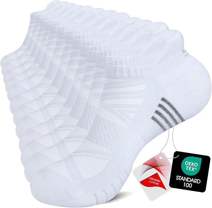 TANSTC Athletic Running Ankle Socks for Men Women, Cushioned Low Cut Sport Tab Socks, 6 Pack