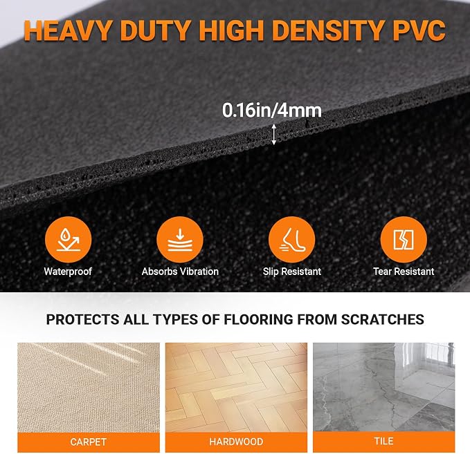 Treadmill Mat 55"x24",Anti-Slip Treadmill Pad for Home Gym | High-Density PVC Floor Protector，Easy to Roll & Store, Vibration Absorbing Walking Pad Mat for Treadmill