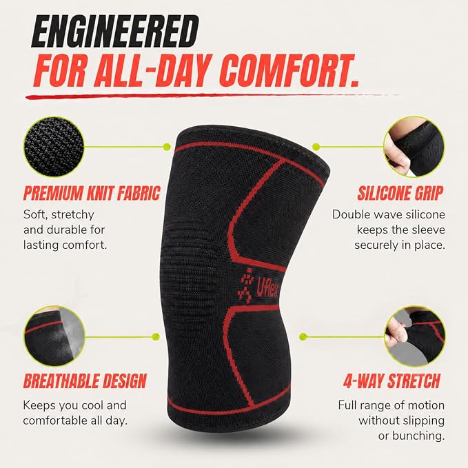 Knee Brace for Men and Women Knee Compression Sleeve Knee Support Wraps for Arthritis Joint Pain Relief, Workout, Swelling, Sports, Circulation, Running, Recovery for ACL & Meniscus Tear