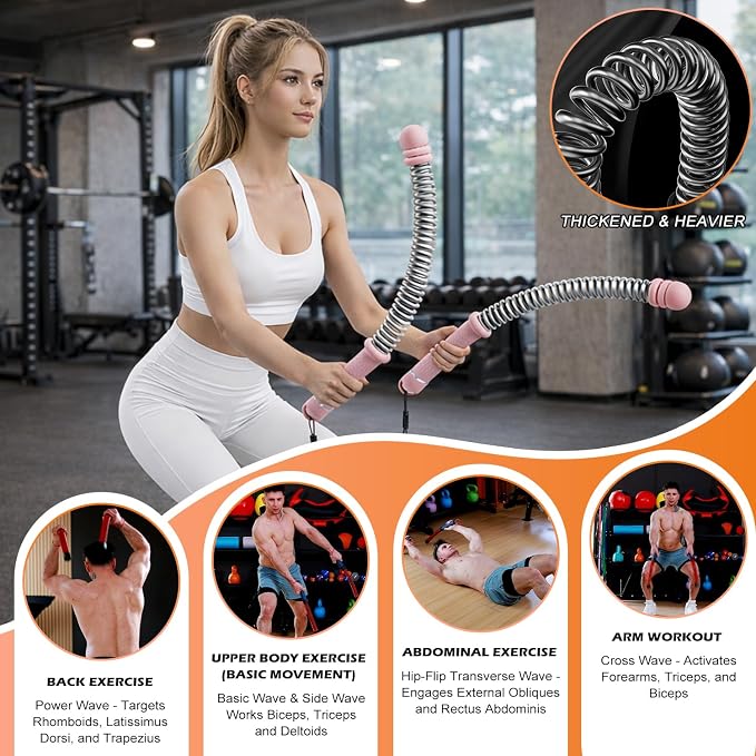 Ropeless Battle Ropes for Home Gym, Adjustable Weight, Weighted Workout Cords for HIIT, Strength, and Low-Impact Cardio Training, Home Gyms to Burn (Black)