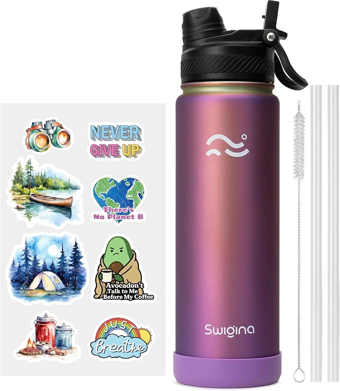 Swigina Insulated Water Bottle with Boot (Keep 36hrs Cold) BPA Free, 24 oz
