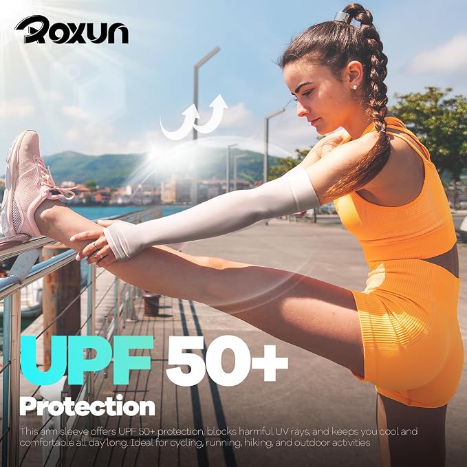 ROXUN Arm Sleeves with Thumb Hole, Cooling UV Sun Protection for Men/Women | High‑elastic fabric,compression tattoo cover up for men/women,great for outdoor activities
