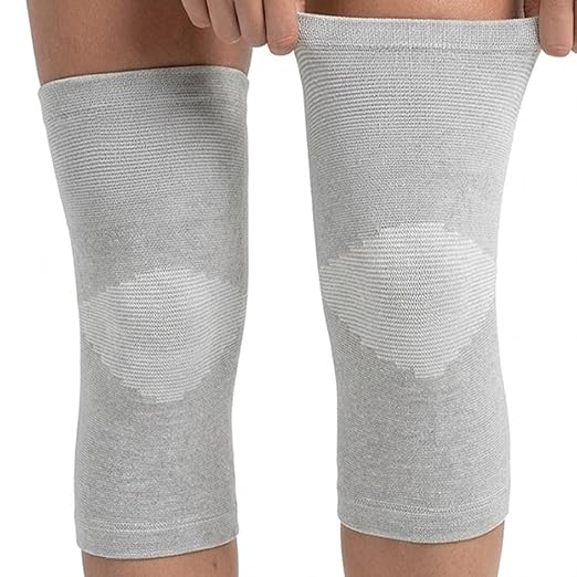 One Compression Bamboo Knee Sleeves For Women & Men Knee Pain, Elastic Compression Leg Sleeves for Arthritis, 2-Pack(Gray, Large(75-90KG))