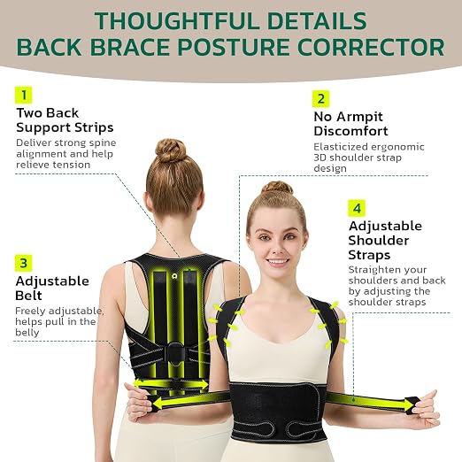 Back Brace Posture Corrector for Women, Upgraded Upper Back Support – Helps Neck, Shoulder & Back Pain Relief, Comfortable Spine Support Belt for Office, Work and Home Daily Use