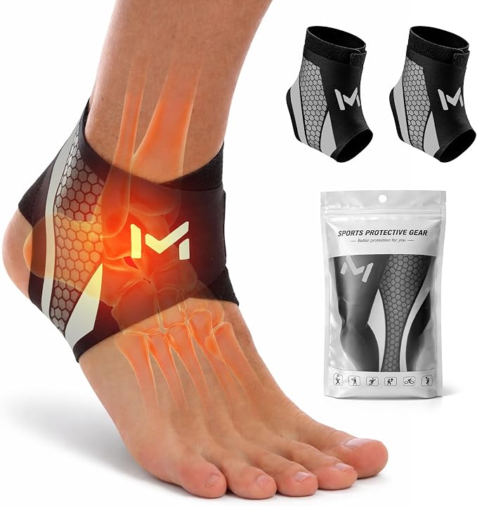 2 Pack Ankle Brace Compression Support for Men Women, Adjustable Lace-Up Ankle Stabilizer with Straps, Breathable Support for Running, Basketball, Gym, Sprained Ankle & Daily Use (Gray)