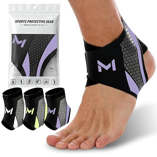 2Pcs Ankle Brace Compression Support Stabilizer,Lace-Up Sports Basketball Sprain Recovery Men Women Adjustable Foot Ankle Orthopedic Grade Tendonitis Protection (Purple)