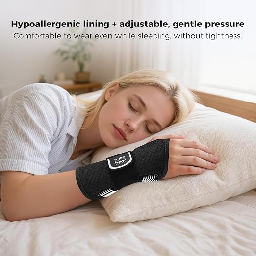 Carpal Tunnel Wrist Brace with Removable Splints, Breathable Wrist Support for Men & Women, Night & Work Support, Pain Relief, Tendonitis, Sprain, Rigid Hand Brace for Arthritis, Left Hand (L/XL, Black/Gray)