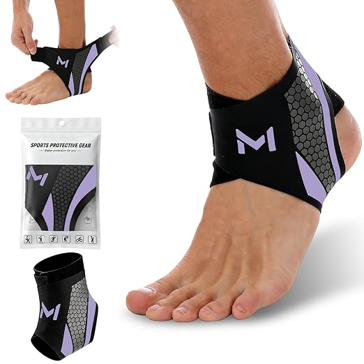 Lace Up Ankle Brace Compression Support, Orthopedic Ankle Stabilizer for Sprain Recovery, Tendonitis Relief, Breathable Adjustable Protection for Basketball Sports, Men and Women (Purple)