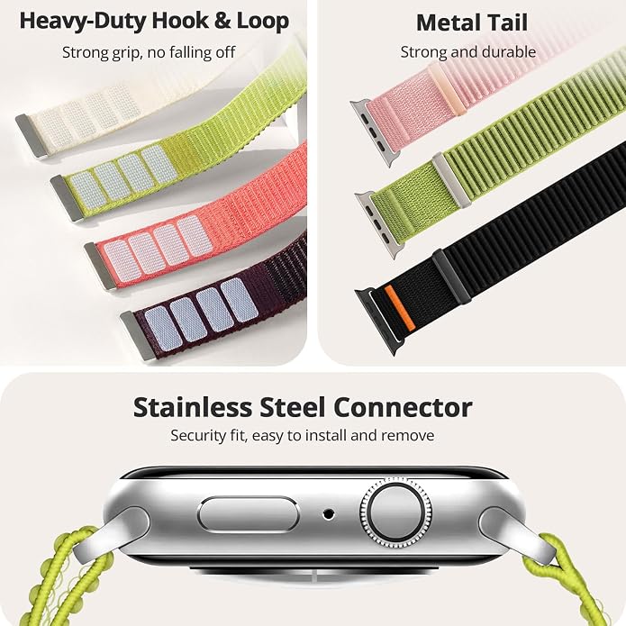 Nylon Loop Sport Band Compatible with Apple Watch Ultra 3 2 Band 49mm 46mm 45mm 44mm 42mm 41mm 40mm 38mm Women Men, Stretchy Strap Elastic Fabric Wristband for iWatch Series 11 10 SE 9 8 7 6 5 4 3 2 1