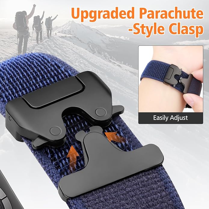 Elastic Sport Band for Apple Watch Ultra 3/2/1 Bands 49mm 46mm 45mm 44mm 42mm 41mm 40mm 38mm Men Women, Adjustable Parachute Buckle Nylon Fabric Wristband for iWatch Series 11 10 SE 9 8 7 6 5 4 3