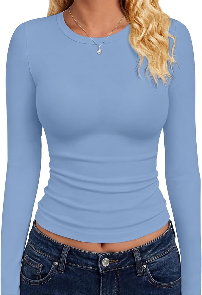 GAYHAY Long Sleeve Shirts for Women Tops Fitted Clothes Fall Fashion 2026 | Basic Tees, Girls School Outfits, Y2k Winter Tshirt, Tight Underscrub, Workout Casual, Cute Trendy Plain Compression Layering