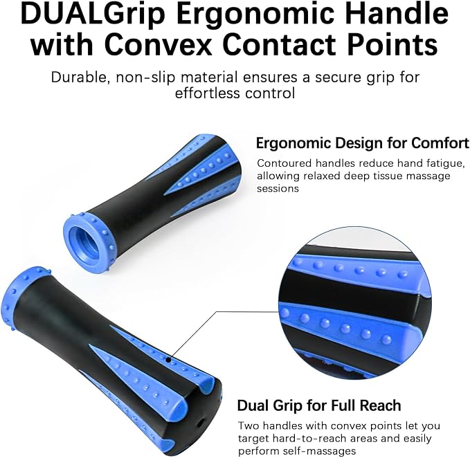 Muscle Roller Massage Roller Stick- Deep Tissue Fascia Blaster for Myofascial Pain Relief, Lymphatic Drainage & Body Sculpting, Handheld Physical Therapy & Recovery Tool (Blue & Black