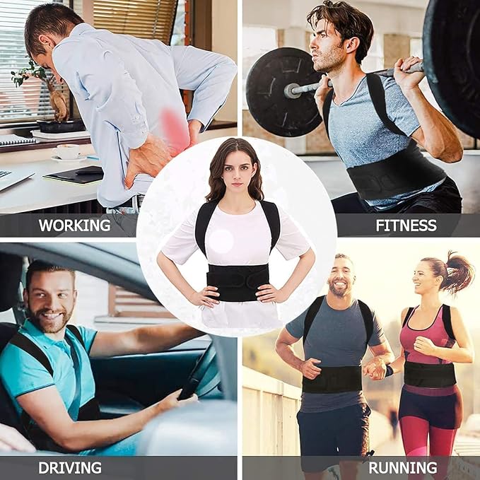 Posture Corrector for Women and Men, Adjustable Back Straightener Posture Corrector,Upper Lower Back Brace Support Belt for Men Women Body Neck Shoulder Trainer (XS, Black)