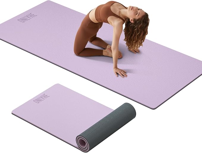 Extra Thick 12mm TPE Exercise Yoga Mat with Strap, 72"L x 24.8"W Non-slip Workout Mat for gymnastics, Pilates, Home, Workout, Gym Floor Fitness