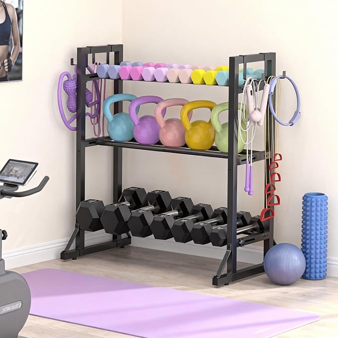 Dumbbell Rack Stand Only, Adjustable Weight Rack for Home Gym, Capacity Weight Storage Stand, Kettlebell & Dumbbell Organizer, Space-Saving Fitness Equipment Rack
