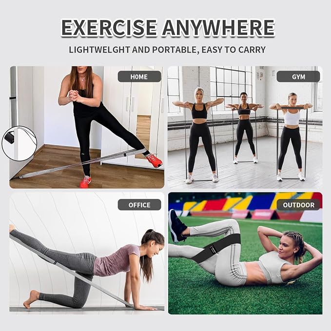 HIMESPORNER 9 PCS Fabric Resistance Bands Set for Working Out | Non-Slip Exercise Booty Bands for Women Men Leg Glutes with Hair Ties and Tape Measure - for Home Gym Workout, Yoga, Pilates