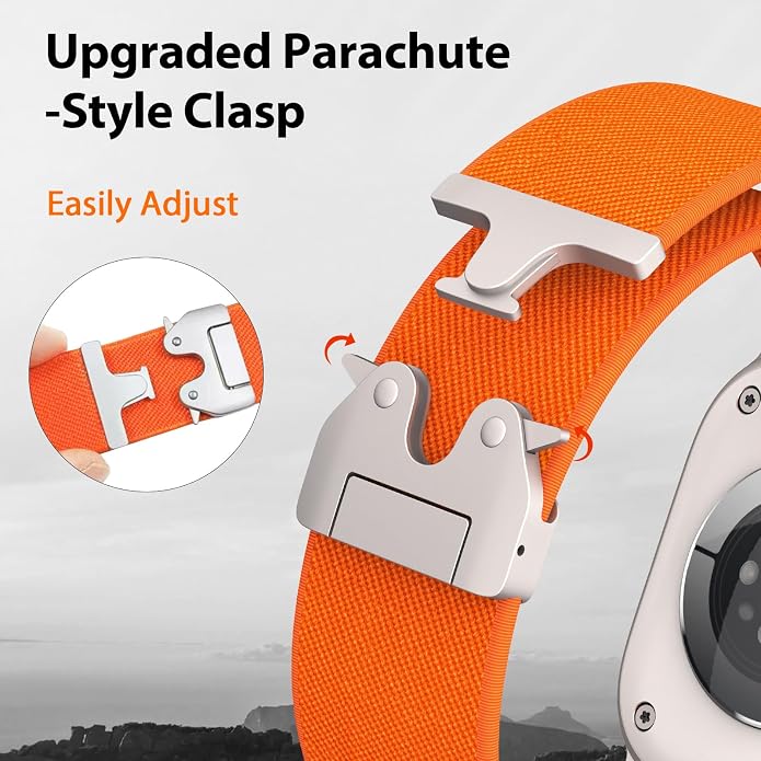 Elastic Sport Band for Apple Watch Ultra 3/2/1 Bands 49mm 46mm 45mm 44mm 42mm 41mm 40mm 38mm Men Women, Adjustable Parachute Buckle Nylon Fabric Wristband for iWatch Series 11 10 SE 9 8 7 6 5 4 3