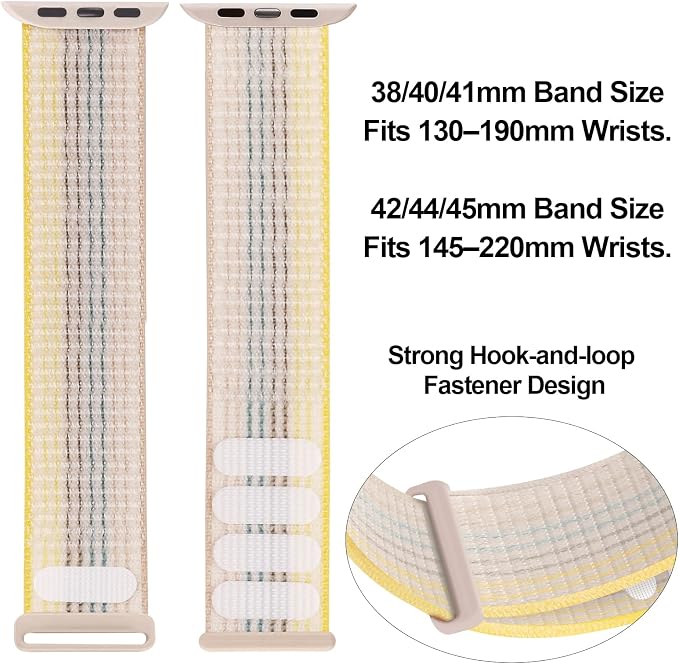Sport Loop Band Nylon Women Men Stretchy Elastic Braided Wristband | Nylon Sport Loop Wristband Compatible with Apple Watch Ultra 2 38/40/41/42/44/45/46/49mm For iWatch Series 1-11 SE