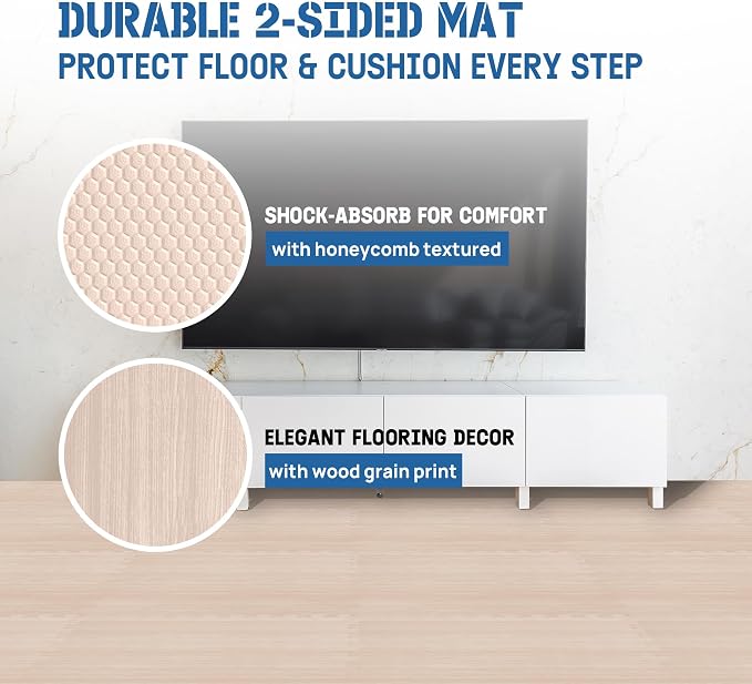 Yes4All EVA Interlocking Mats, Puzzle Floor Tiles, Foam Floor Padding with Border for Furniture, Home Space, Living Room, Garage 11,22,32 SQFT