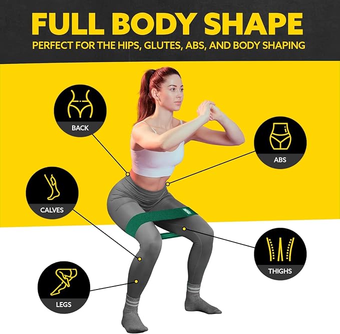 Fabric Resistance Bands for Working Out, 3-Pack for Legs and Glutes | Booty bands for women and men, non-slip grip, 3 resistance levels, for squats, lunges, hip thigh training, glute activation