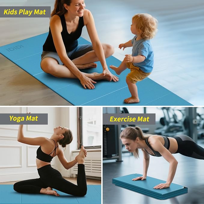 Foldable Yoga Mat Extra Large 74"×31.5" | Double-Sided Non-Slip,Extra Wide Foldable Design,8mm Extra Thick,Exercise Mat for Home, Studio and Travel Use
