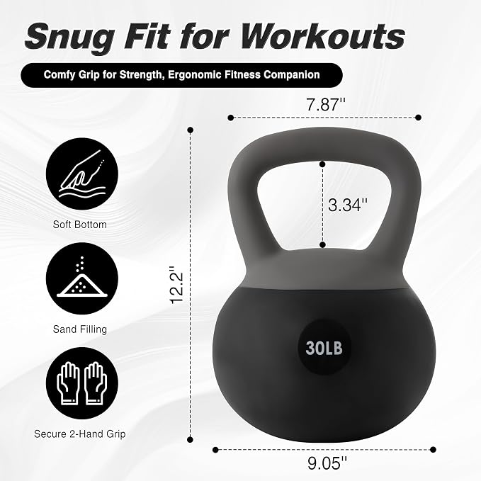 ALTLER Soft Kettlebell 10-50LBS Safe Strength Training Kettlebell Anti-Slip Grip Weight for Home Workouts and Men/Women/Beginners
