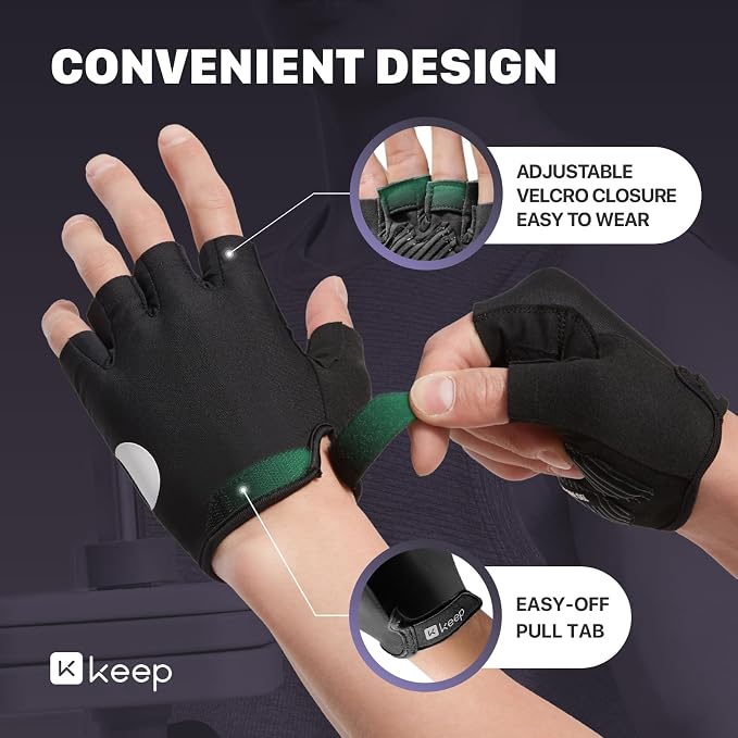 KEEP Workout Gloves for Men & Women, Breathable Skin-Friendly Non-Slip Gym Gloves for Weight Lifting, Pull-Ups, Dumbbells, Cycling, Fitness Training & Home Exercise