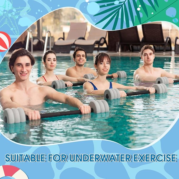 Soulchen Long Aquatic Exercise Dumbbells Pool Exercise Foam Water Weights Dumbbell Aquatic Pool Barbells with High Density EVA Foam for Swim Water Aerobics Workouts Loss