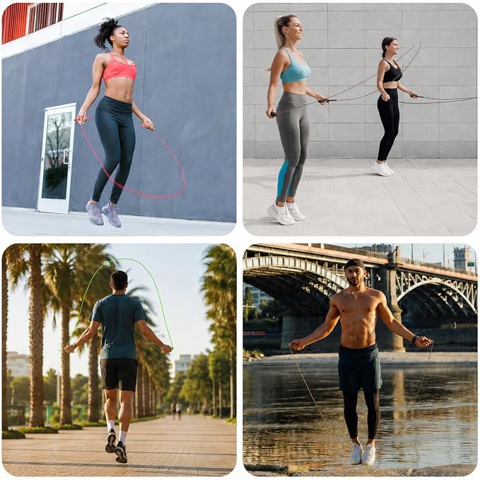 2 Pack Jump Rope for Fitness, Speed Rope Skipping Rope for Men and Women, Jumping Rope for Workout, Tangle-Free PVC Long Jump Rope Set, Adjustable Exercise Jumping Rope Boxing for Adult
