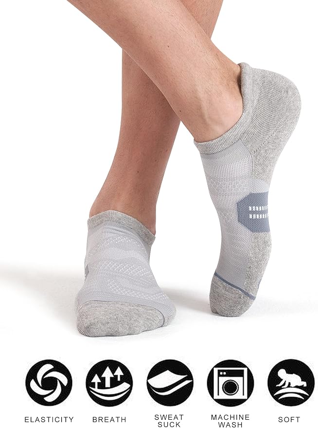 CS CELERSPORT 6 Pack Women's Ankle Running Socks Cushioned Low Cut Tab Athletic Socks