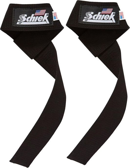 Schiek Sports, Inc. Basic Padded Lifting Straps in Black | Improves grip strength, heavy pulls, padded wrist design, all-day comfort, harbinger lifting straps, lifting atraps
