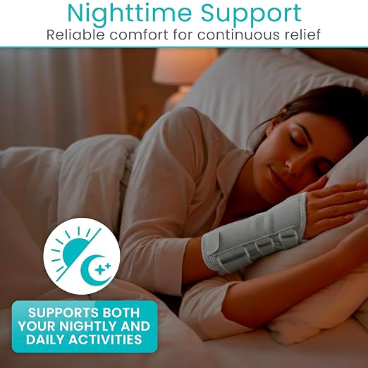 Vive Carpal Tunnel Wrist Brace with Splint for Left or Right Hand | Adjustable Night Wrist Support Splint Immobilizer for Men & Women - Cockup Brace for Arthritis, Tendonitis, Sprain, Injuries