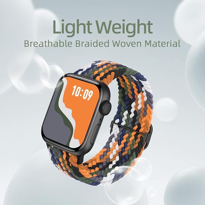 4 Pack Braided Stretchy Bands Compatible with Apple Watch 40mm 41mm 38mm 42mm 44mm 45mm 46mm 49mm Women Men, Breathable Nylon Elastic Daily Use Straps for iWatch Series 11/10 9 8 7 6 5 4 3 SE/Ultra 2