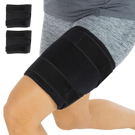 Vive Thigh & Hamstring Compression Sleeve Brace for Men & Women (2 Pack) | Pain Relief Support Wrap for Sciatica, Hip Flexor, Groin, Leg, Upper Thigh - Quick Results & Sciatic Nerve Recovery (Black)