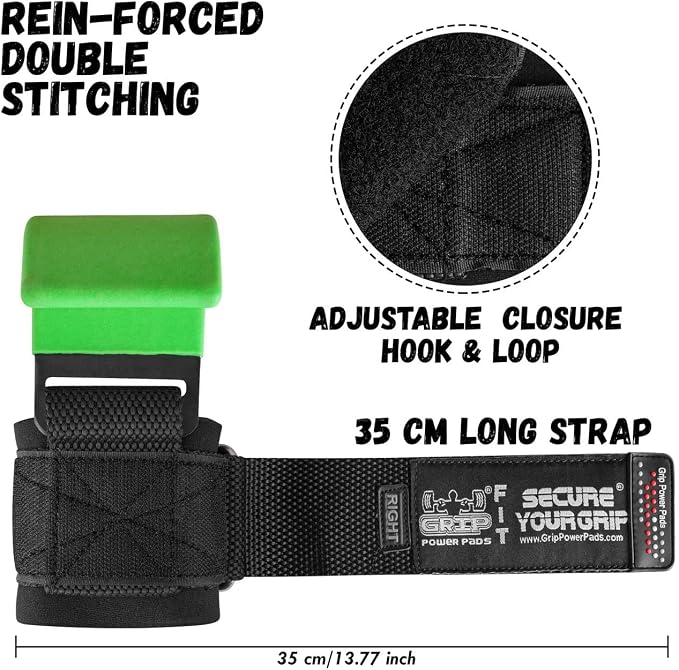 Weight Lifting Rod Hooks Heavy Duty Wrist Wraps Power Weight Lifting Training Gym Grips Straps Set of 2