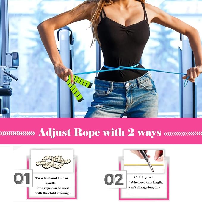 Jump Rope, Jump Ropes for Kids, 2 Pack Kids Jump Rope Lightweight &Adjustable &Durable jumping rope for Fitness-Speed Jump Rope for Women Men Youth, Foam Grips Handles for, Workout
