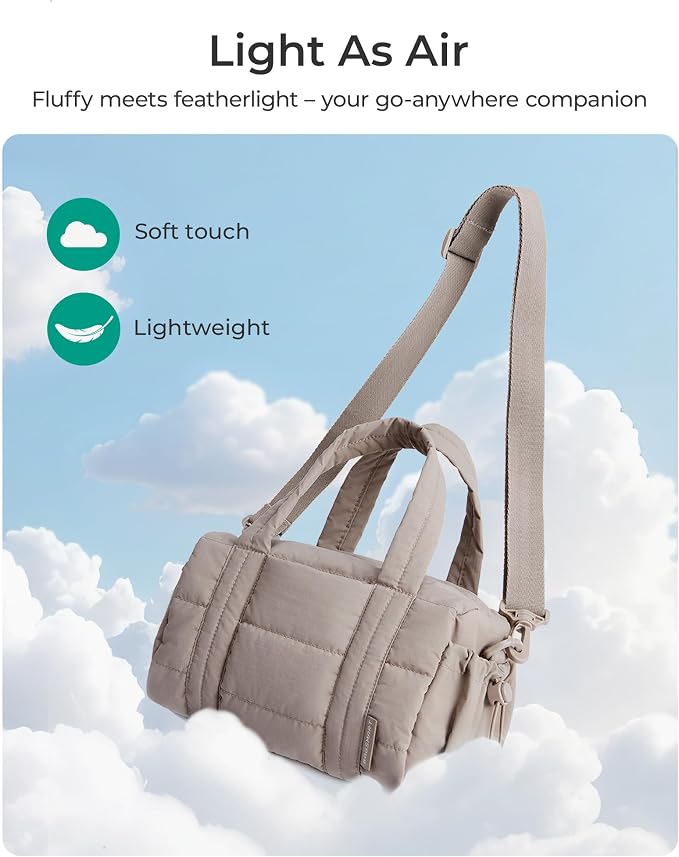 BAGSMART Reiki Gym Bag for Women Puffy Yoga Mat Travel Weekender Duffle Bag | Lint-Resistant Lining, Wet-Dry Pocket & Anti-Slip Mat Loop, Ultra-Light, Roomy for Workout Gear, Water Bottle, Travel, Sports