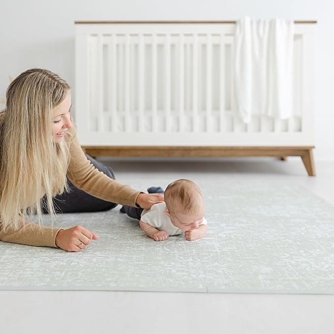 Little Landings Baby Play Mat for Floor - Eden (6x8ft) - Premium EVA Foam Play Mat for Babies & Toddlers (Ages 0-5+) - Non-Toxic Playmat for Tummy Time, Crawling & Playroom - Stylish & Comfortable