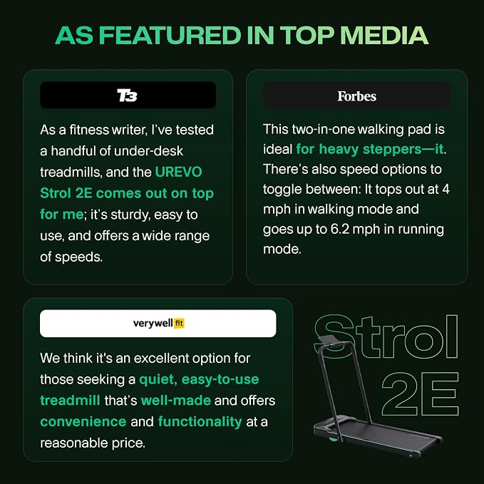 UREVO Strol 2E Smart 2-in-1 Folding Treadmill, Compact Walking Pad with Safety Handle, Plug and Play, Standing Desk Treadmill with Dual LED Display, Smart APP, Walking or Running for Home