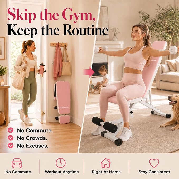 Adjustable Weight Bench, Foldable Workout Bench for Home Gym | Fast Folding & 7-Position Incline/Decline, Heavy Duty Dumbbell Bench for Home Gym / Garage Gym, Strength Training Equipment
