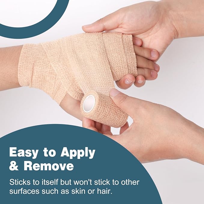 AZEN 20 Pack Self Adhesive Bandage Wrap, Elastic Cohesive Bandage Wrap, Skin Color Athletic Tape, Vet Wrap, Ankle Tape