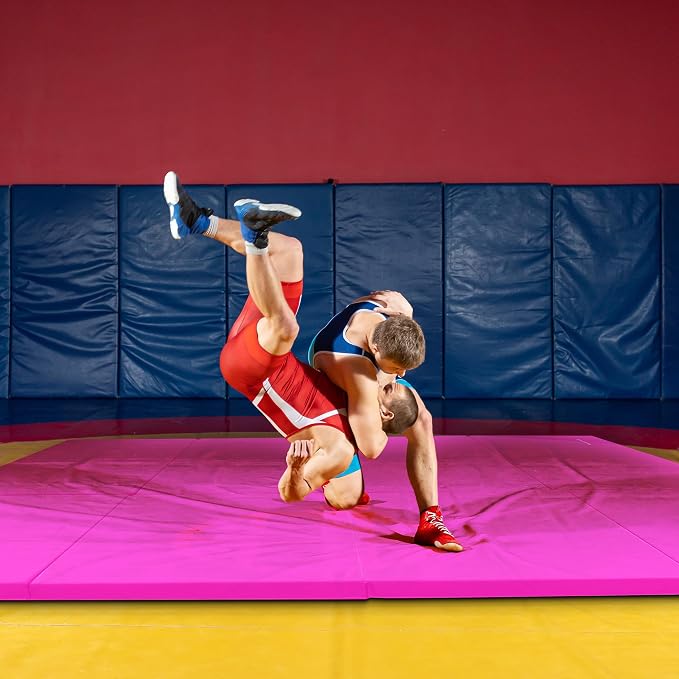 BalanceFrom 6x4 Feet 4-Panel Folding Gymnastics Mat – 2-Inch Thick Pad with Vinyl Surface and Carrying Handles for Tumbling, Yoga, Pilates, Home Workouts, and Martial Arts